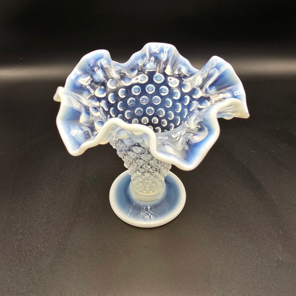 Fenton Ruffle Vase white opalescent Hobnail